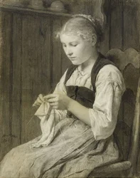 Strickendes Mädchen